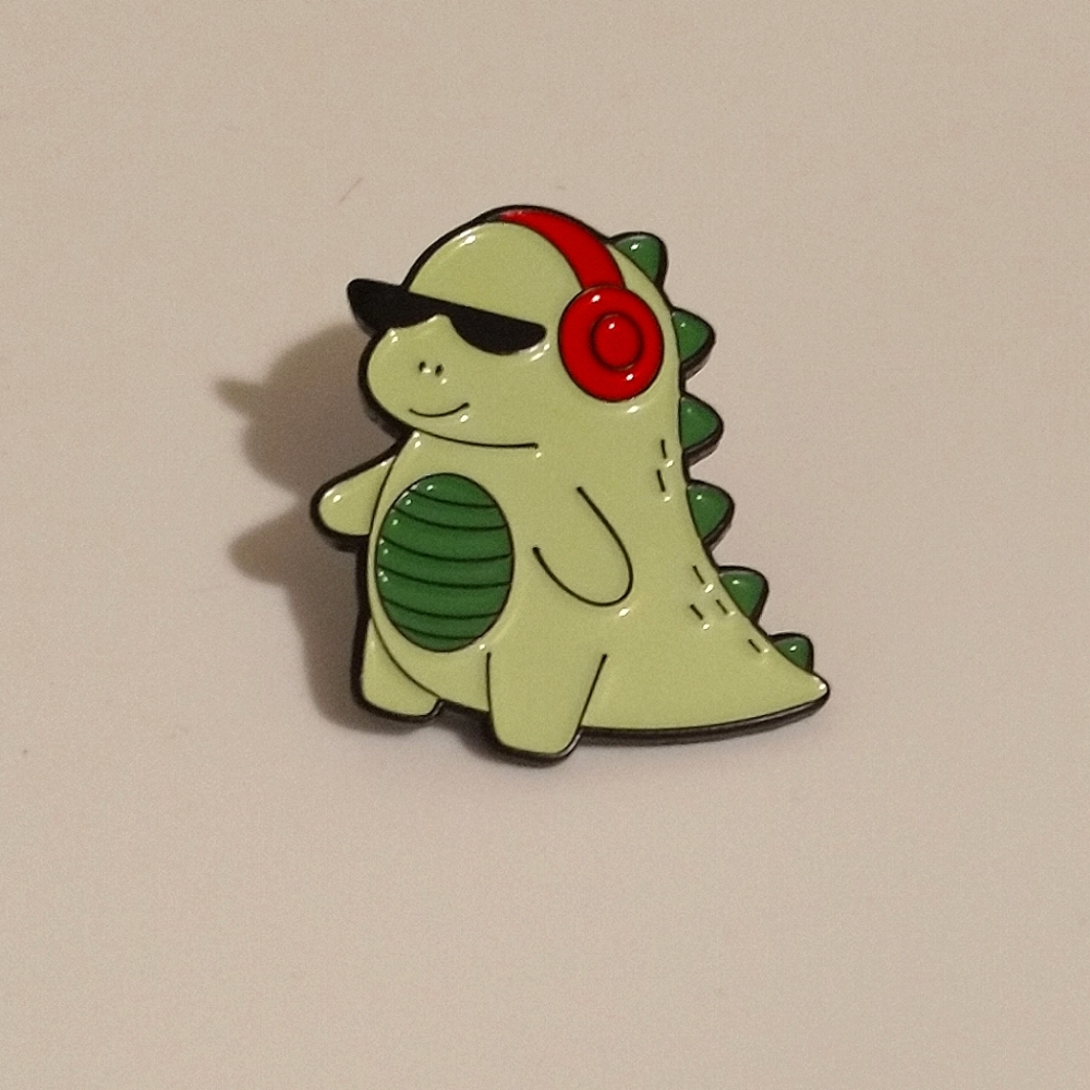 🧁 3/$30 Grooving to the Tunes Dinosaur Enamel Pin NEW